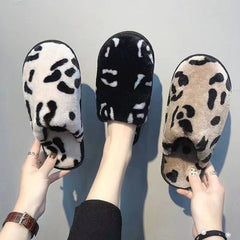 Baotou Leopard Print Fashionable Warm Cotton Slippers Shopping