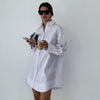 Image of Women's Loose Style Combed Compact Spun Outline Classic White Shirt Shopping