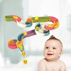 DIY Baby Bath Toys Wall Suction Cup Marble Race Run Track Bathroom Bathtub Kids Play Water Games Toy Set Shopping