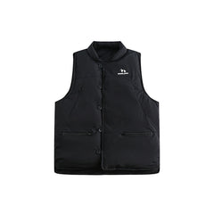 Solid Color Printing Sleeveless Top Zipper Multi-pocket Stand Collar Cotton Vest Men