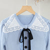 Image of New Lace Doll Collar Bow Knit Dress Bright Silk Ruffle Shopping