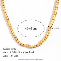 Simple Niche Personality Stainless Steel Cube Bead Necklace