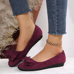 Plus Size Flat Casual Shoes Women's Suede Bow Round Head Gommino