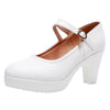 Image of Round Toe Shallow Mouth High Heel Thick Bottom Waterproof Platform Shoes Shopping