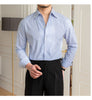 Image of One-piece Collar Striped Shirt Men's Cotton Breathable Casual Shirt Shopping