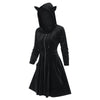 Image of Patchwork Gothic Style Hooded Long Sleeve Pleuche Cat Ear Dress Shopping