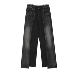 Stitching Loose Straight-leg Denim Trousers Men Shopping