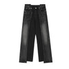 Image of Stitching Loose Straight-leg Denim Trousers Men Shopping