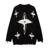 Image of Dark Idle Style Cross Cat Beard Color Matching Sweater Shopping