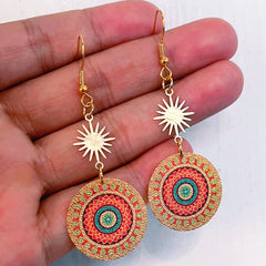 Bohe Tribe Gold Datura Flowers Pendant Earrings