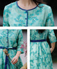 Image of Summer New Cotton Linen Floral Ramie Dress Contrast Color Belt Slim Fit Shopping