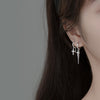 Image of Short Cross Chain Ear Clip Women's Rhinestone Earrings Shopping