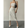 Image of Women's Knitted Wrap Skirt Two Piece Set Shopping