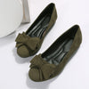 Image of Plus Size Flat Casual Shoes Women's Suede Bow Round Head Gommino Shopping