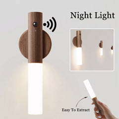 Auto LED USB Magnetic Wood Wireless Night Light Corridors Porch Lights PIR Motion Sensor Wall Light Cabinet Lamp Shopping