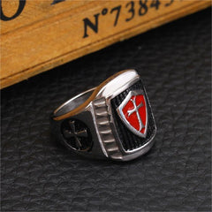 Vintage Oil Dripping Red Cross Men's Personalized Stainless Steel Ring Shopping