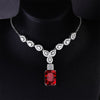 Image of New Luxury Pigeons-blood Ruby Square Diamond Necklace Shopping