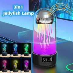 Creative 3in1 Colorful Jellyfish Lamp With Clock Luminous Portable Stereo Breathing Light Smart Decoration Bluetooth Speaker Shopping