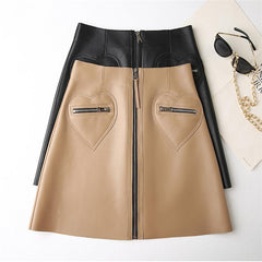 Bag Hip High Waist Thin Sheep Skin Skirt