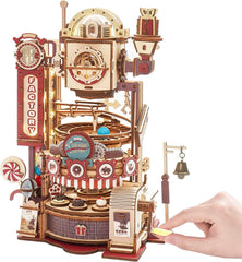 Robotime ROKR Marble Chocolate Factory 3D Wooden Puzzle Games Assembly Model Building Toys For Children Kids Birthday Gift Shopping