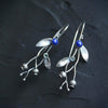 Image of Vintage Branches Vine Earrings European And American Simple Leaves Bluestone Beads Ear Hooks Shopping