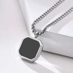 Square Mirror Drop Oil Pendant Simple Stylish Glossy Photo Frame Necklace Shopping