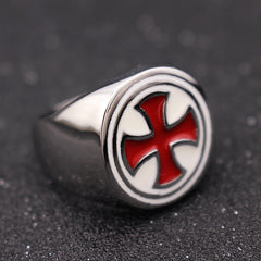 Retro Men's Titanium Steel Ring Red Drip Cross Shopping