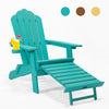 Image of TALE Folding Adirondack Chair With Pullout Ottoman With Cup Holder, Oaversized, Poly Lumber,  For Patio Deck Garden, Backyard Furniture, Easy To Install,.Banned From Selling On Amazon Shopping