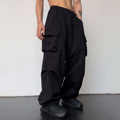 Nylon Quick-drying Overalls Men's Pants High Waist Wide Leg Leisure Drawstring Shopping