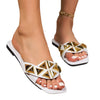 Image of Plus Size Women's Slippers Outdoor All-matching Studded Square Toe Flat Bottom Sandals Shopping