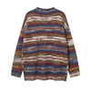 Image of Striped Yarn-dyed V-neck Cardigan Sweater Shopping