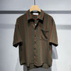 Image of Men's Loose Comfortable Striped Short-sleeved Shirt Shopping