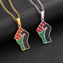 African Fist Symbol Titanium Steel Pendant Necklace Shopping