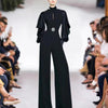 Image of Long Sleeve Waist Black Temperament Commuter Jumpsuit Shopping