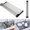 Image of Kitchen Stainless Steel Sink Drain Rack Roll Up Dish Drying Drainer Mat Shopping