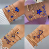 Image of 4pcs Blue Flower Love Butterfly Bracelet Set With Rhinestones Design Valentines Day Shopping