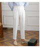 Image of Non-ironing Seersucker Casual Pants High Waist Straight Trousers Shopping