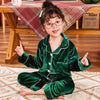 Image of Children's Gold Velvet Solid Color Pajamas Set Shopping