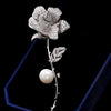 Image of Women's Fashion Pearl Inlaid Zircon Camellia Brooch Shopping