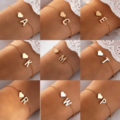 English Letter Graceful Personality Alloy Heart-shaped Letter Bracelet