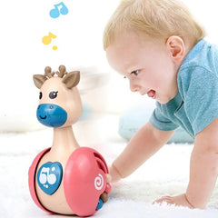 Sliding Deer Baby Tumbler Rattle 3 In 1 Sliding Tumbler Toy Baby Rattle Montessori Bath Toy For W Built-in Ring Bear Roly-Poly Early Learning Christmas Tumbler Shopping