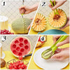 Image of Professional 4 In 1 Stainless Steel Watermelon Cutter Fruit Carving Tools Set,Fruit Scooper Seed Remover Watermelon Knife For Dig Pulp Separator Fruit Slicer, Melon Baller Scoop Set Shopping