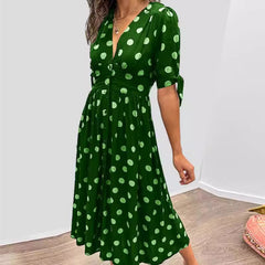 New Deep V Polka-dot Slim-fit Dress Shopping