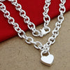 Image of Silver-plated Shrimp Clasp Heart Lock Necklace Shopping