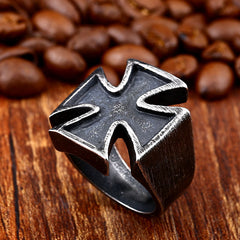 Antique Black Men's Iron Cross Ring