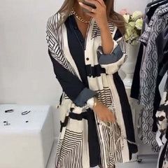 Fashion Printed Long Sleeve Loose Dress