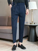 Image of Mid-High Waist Casual Suit Pants Slim Fit Straight-leg Edged Italian Men Shopping