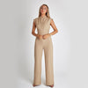 Image of Fashion Elegant Long Sleeveless Jumpsuit Summer V-neck Casual Wide Leg Long Overalls Clothing For Women Shopping