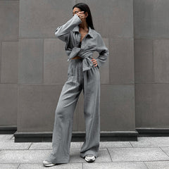 Loose And Comfortable Double-layer Crepe Pajamas Two-piece Set Ladies' Homewear Shopping