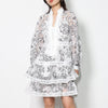 Image of Small Print Summer V-neck Lace Stitching Lantern Sleeve Dress Shopping